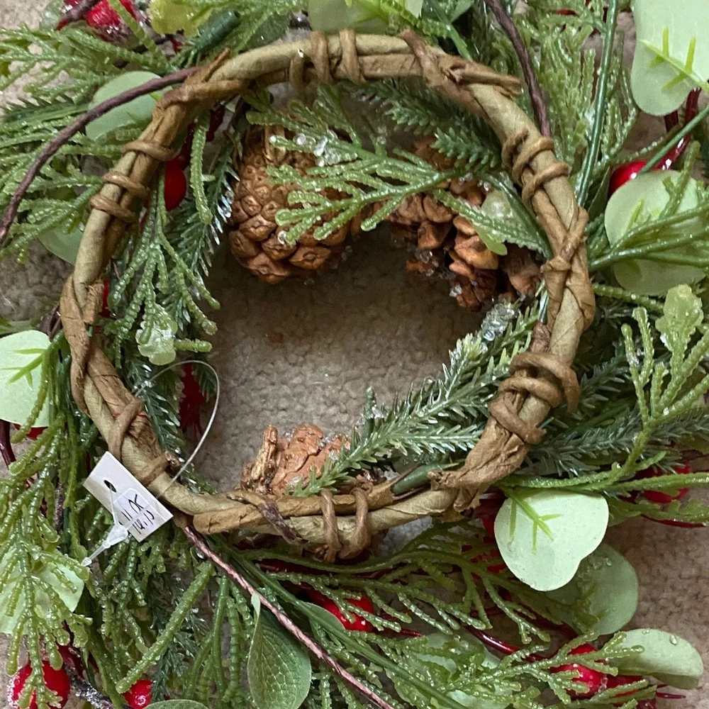 Festive Green and Red Holiday Wreath